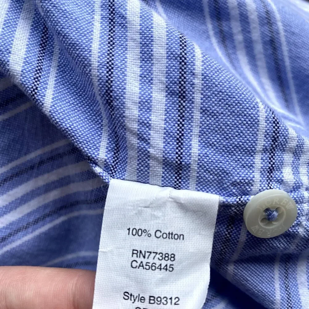J. Crew Men Slim Fit Oxford Shirt Baby Blue Stripe Cotton Button Down Size Large